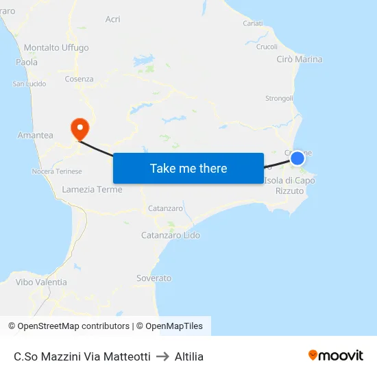 Mazzini Course Via Matteotti to Altilia map