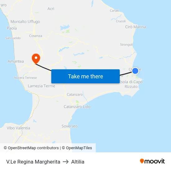 Regina Margherita Avenue to Altilia map