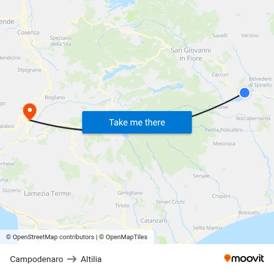 Campodenaro to Altilia map