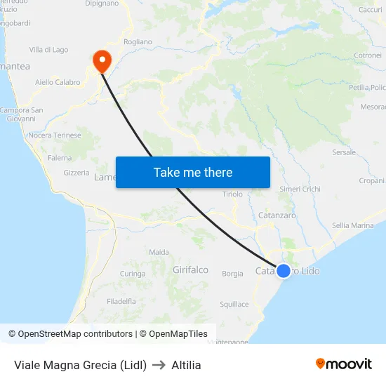 Magna Grecia Avenue (Lidl) to Altilia map