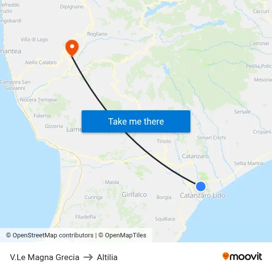 Magna Grecia Avenue to Altilia map