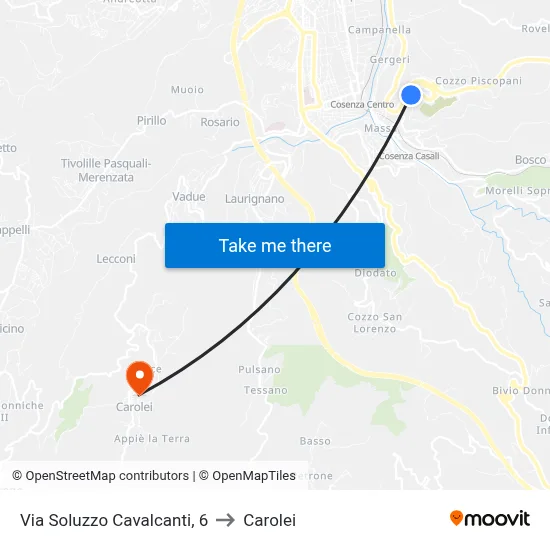 Via Soluzzo Cavalcanti, 6 to Carolei map