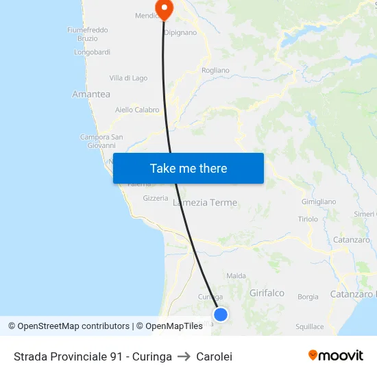 Provincial Road 91 - Curinga to Carolei map
