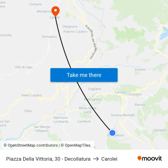 Victory Square, 30 - Decollatura to Carolei map