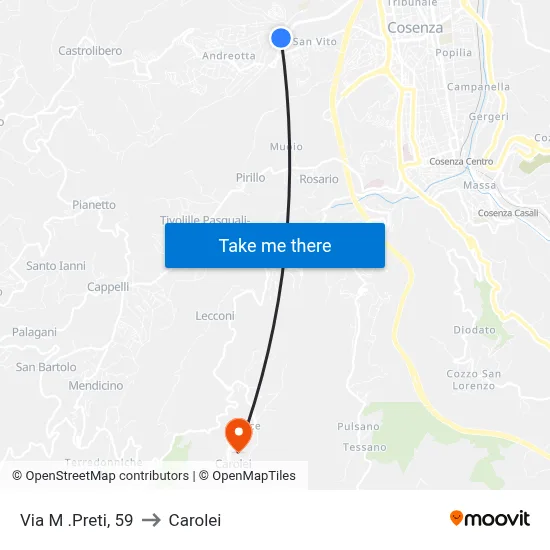 Via M. Preti, 59 to Carolei map