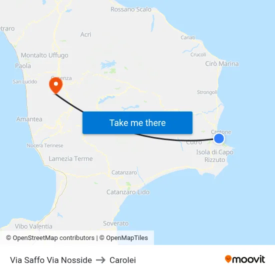 Saffo Street at Nosside Street to Carolei map