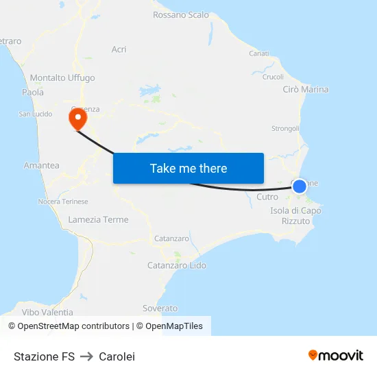 Railway Station to Carolei map