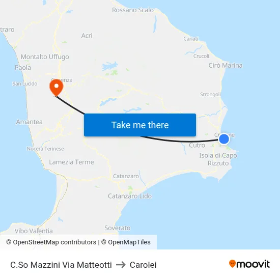 Mazzini Course Via Matteotti to Carolei map