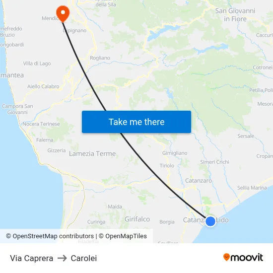 Caprera Street to Carolei map