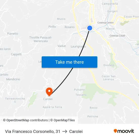 Francesco Corsonello Street, 31 to Carolei map