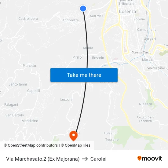 Marchesato Street, 2 (Former Majorana) to Carolei map