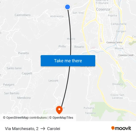 Marchesato Street, 2 to Carolei map