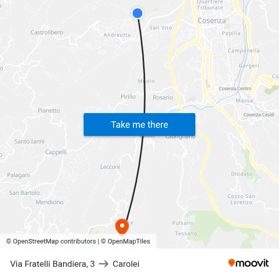 Bandiera Brothers Street, 3 to Carolei map