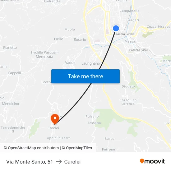 Monte Santo Street, 51 to Carolei map