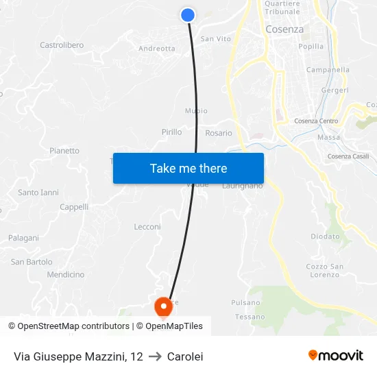 Giuseppe Mazzini Street, 12 to Carolei map