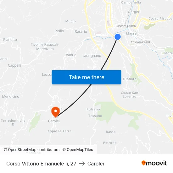 Victor Emmanuel II Avenue, 27 to Carolei map