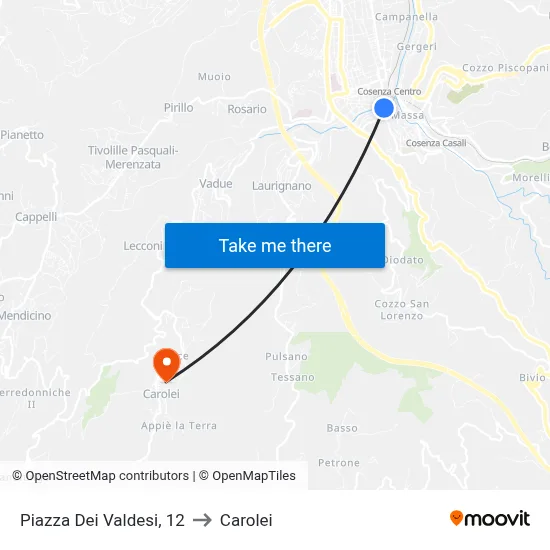 Waldensian Square, 12 to Carolei map
