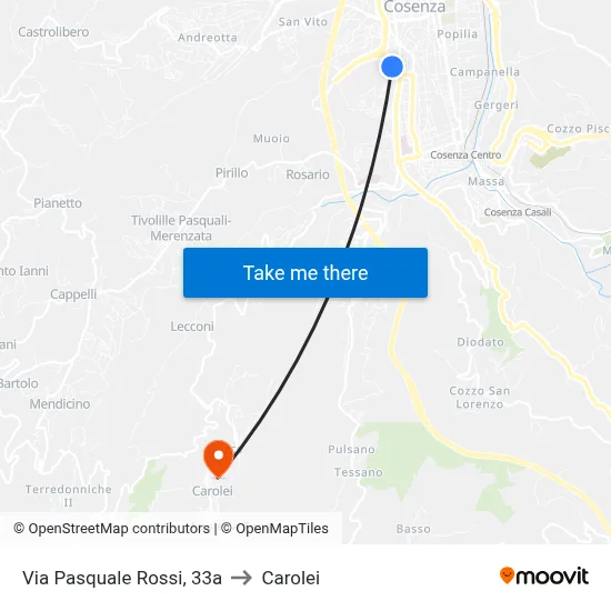 Pasquale Rossi Street, 33a to Carolei map