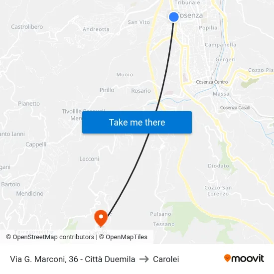 Via G. Marconi, 36 - Città Duemila to Carolei map