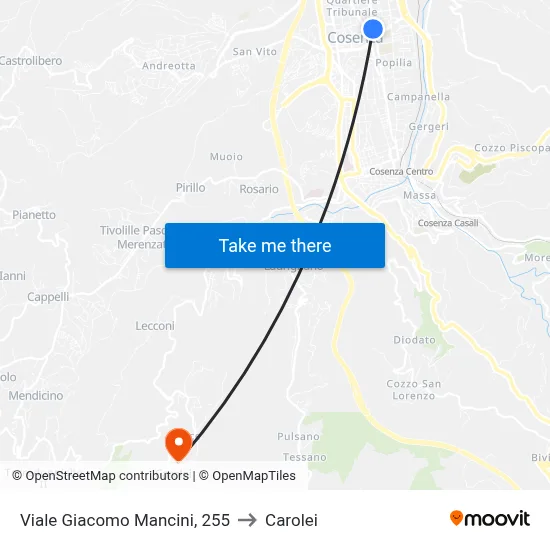 Giacomo Mancini Avenue 255 to Carolei map