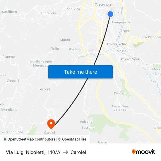 Luigi Nicoletti Street, 140/A to Carolei map