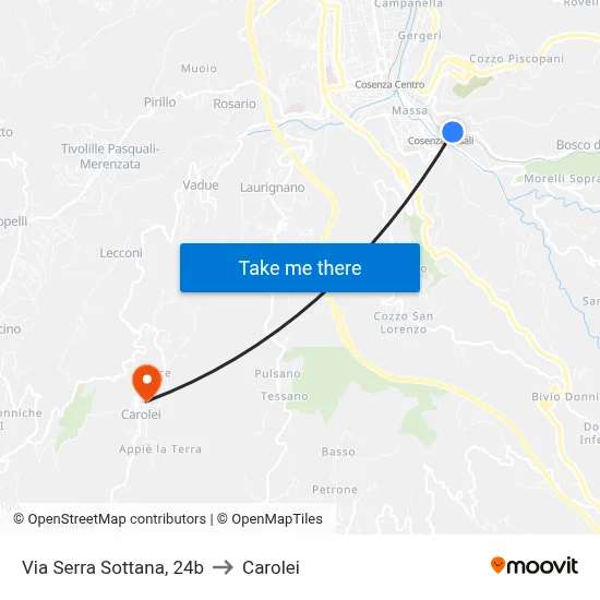 Serra Sottana Street, 24b to Carolei map