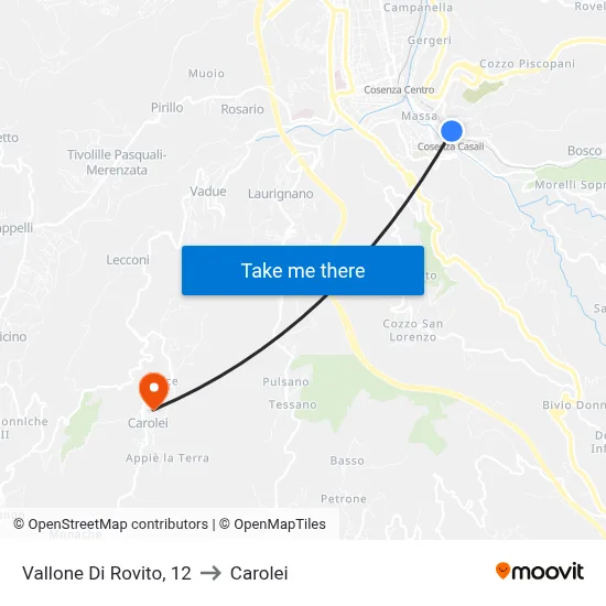 12 Vallone Di Rovito to Carolei map