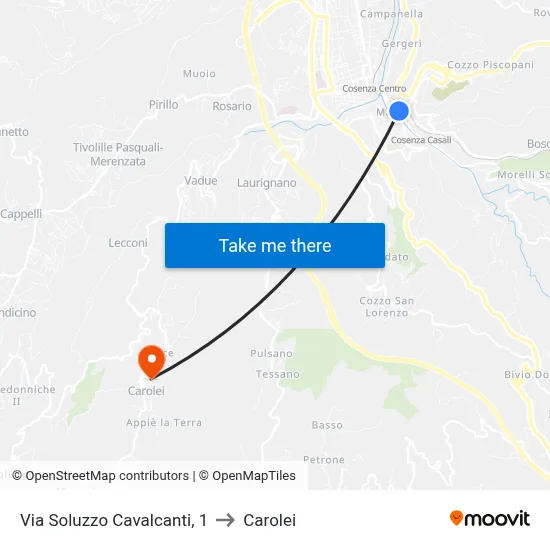 Via Soluzzo Cavalcanti, 1 to Carolei map