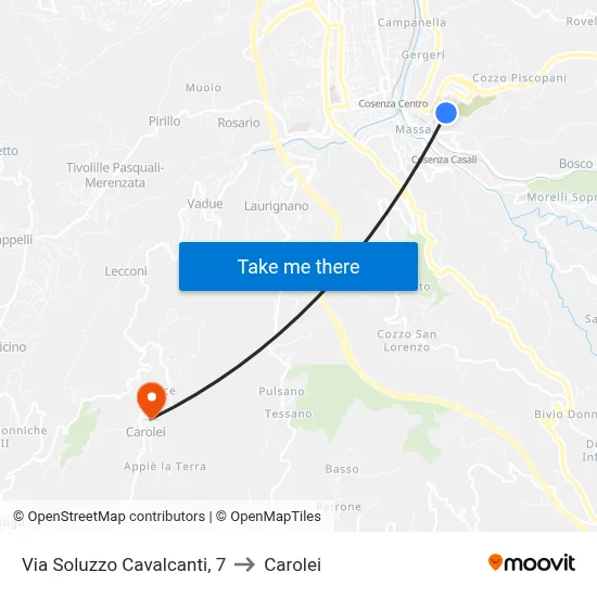 Via Soluzzo Cavalcanti, 7 to Carolei map