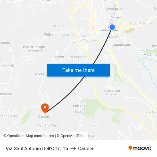 Via Sant'Antonio Dell'Orto, 16 to Carolei map