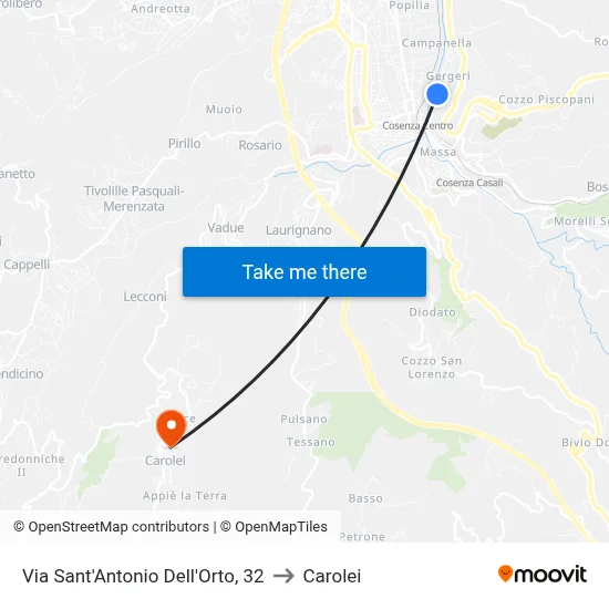 Via Sant'Antonio Dell'Orto, 32 to Carolei map
