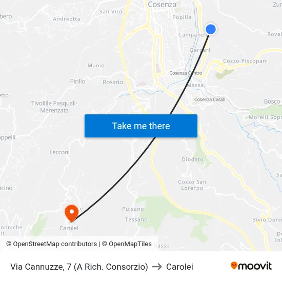 Via Cannuzze, 7 (On Request - Consortium) to Carolei map