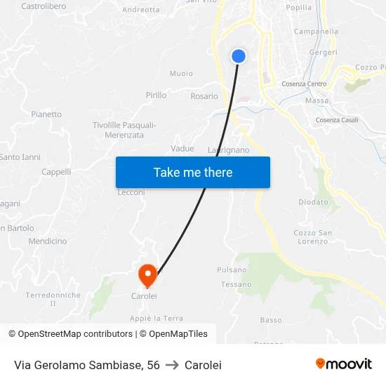 Via Gerolamo Sambiase, 56 to Carolei map
