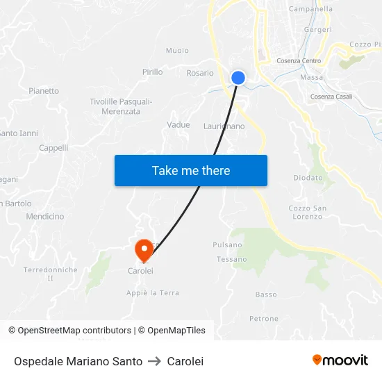 Mariano Santo Hospital to Carolei map