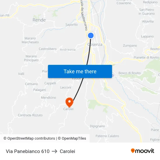 Via Panebianco 610 to Carolei map