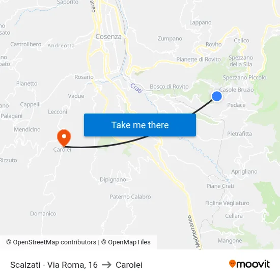 Scalzati - Roma Street, 16 to Carolei map