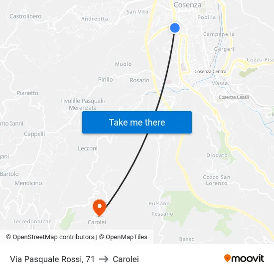 Pasquale Rossi Street 71 to Carolei map