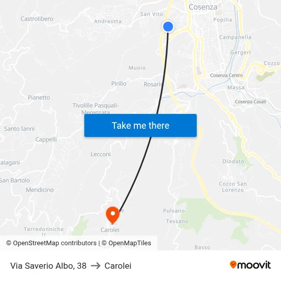 Via Saverio Albo, 38 to Carolei map