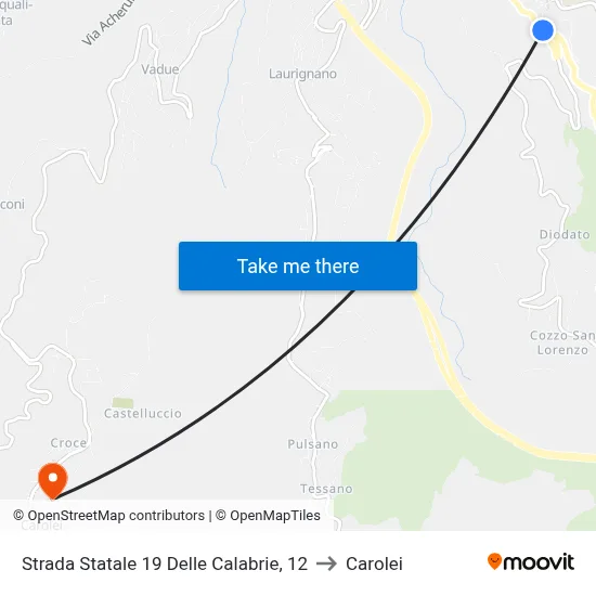 State Road 19 of Calabria 12 to Carolei map