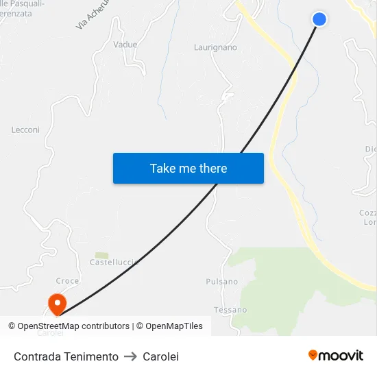 Tenimento District to Carolei map