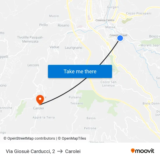 Giosuè Carducci Street, 2 to Carolei map