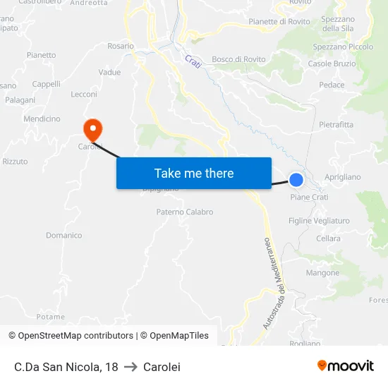 San Nicola District, 18 to Carolei map