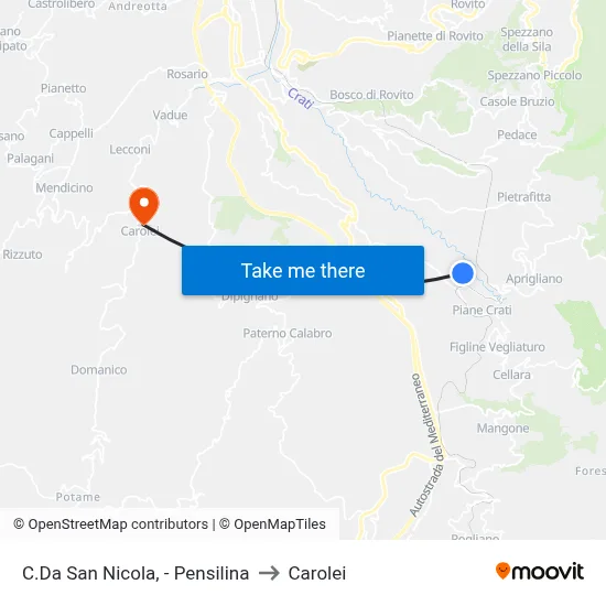 San Nicola District - Bus Shelter to Carolei map