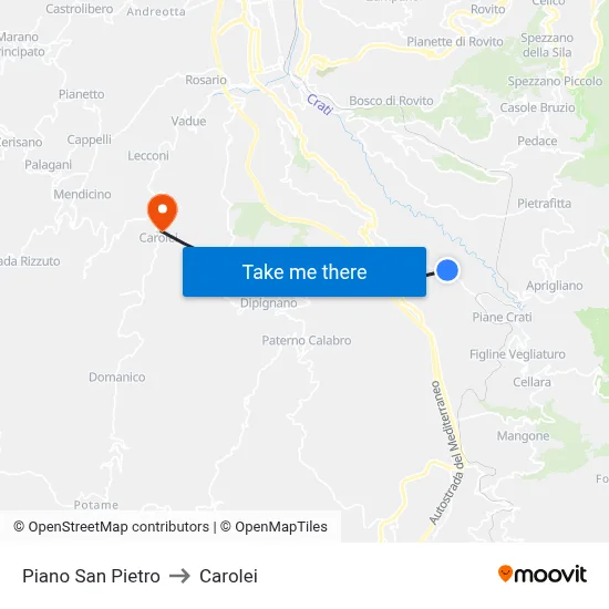 San Pietro Plain to Carolei map