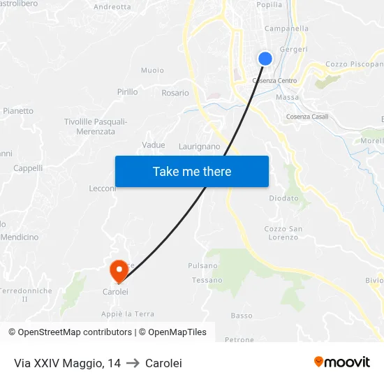 May 24th Street, 14 to Carolei map