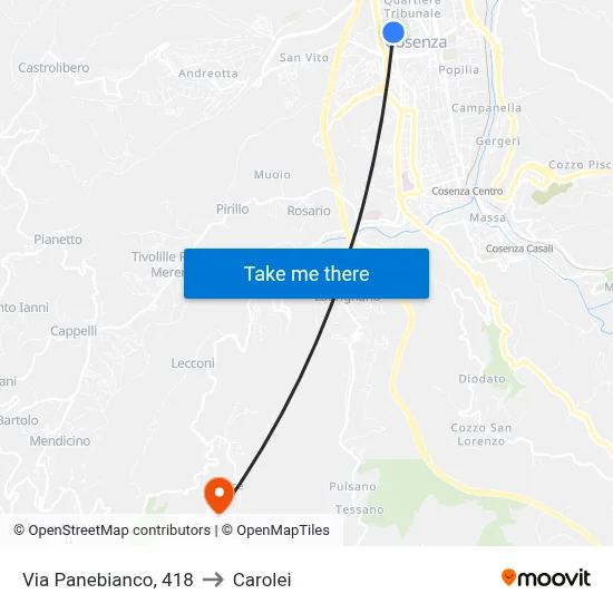 Panebianco Street, 418 to Carolei map