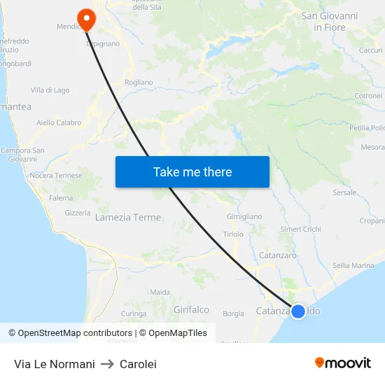 Le Normani Street to Carolei map
