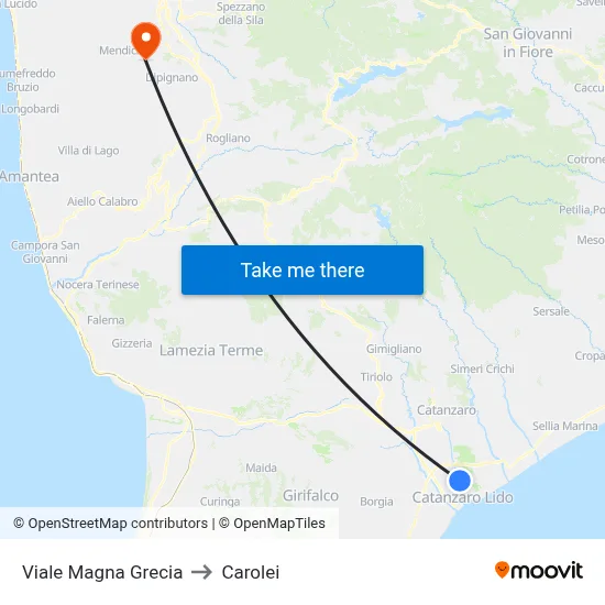 Magna Grecia Avenue to Carolei map