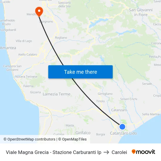 Viale Magna Grecia - IP Gas Station to Carolei map