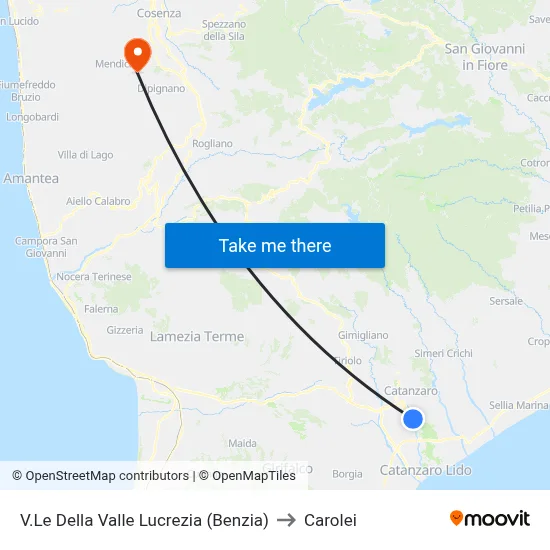 Valle Lucrezia Avenue (Benzia) to Carolei map